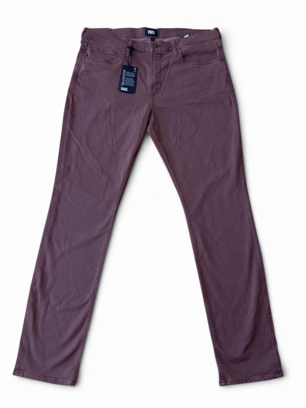 PAIGE Lennox Transcend Slim Jeans Men’s 36x33 Mauve Brown Stretch NWT